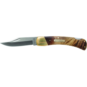 Old Timer Golden Bear Pocket Knife 3.9" Clip Point 7Cr17MoV Polished Blade Desert Ironwood Handle Wood - Old Timer