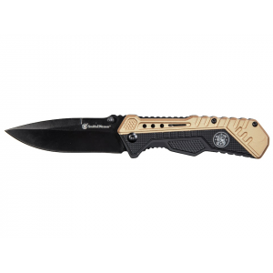 Smith & Wesson SA11 Assisted Opening Pocket Knife 3.5" Drop Point 8Cr13MoV Black Oxide Blade Rubber Handle Black/Flat Dark Earth - Smith & Wesson