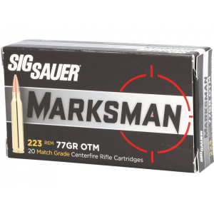 SIG Sauer Marksman Elite 223 Remington Ammo 77 Grain Sierra Matchking Jacketed Hollow Point Box Of 20