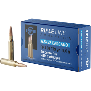 PPU 6.5x52mm Mannlicher-Carcano Ammo 139 Grain Full Metal Jacket Box of 20