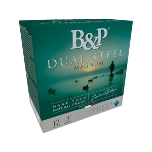 B&P Dual Steel 12 Gauge Ammo 3 #2 And #3 Steel Shot 1-1/8 Oz Box Of 10 Dual Steel 12 Gauge 3 #2 And #3 Steel Shot 1-1/8 Oz Box Of 10 Ammo