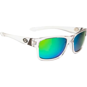 Strike King Men's SK Plus Platte Polarized Sunglasses Shiny Crystal Clear Frame Green Mirror Lens