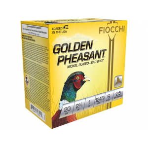 cchi Golden Pheasant 20 Gauge 2-3/4 #6 Nickel Plated Lead Shot 1 Oz Box Of 25 Ammo