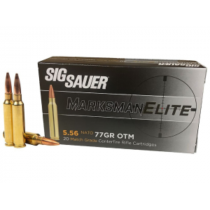  Sauer Marksman Elite 5.56x45mm NATO 77 Grain Sierra MatchKing Jacketed Hollow Point Box Of 20 Ammo