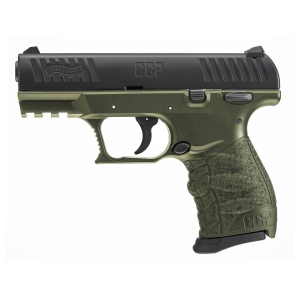 Walther CCP M2+ 9mm Luger Pistol 3.54" Barrel 8+1 Round Black Slide Black Grip Green Frame
