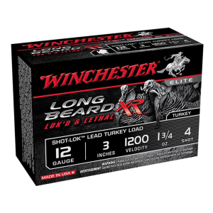 Winchester Long Beard XR Turkey 12 Gauge Ammo 3 #4 Copper Plated Lead Shot 1-3/4 Oz Box Of 10 chester Long Beard XR Turkey 12 Gauge 3 #4 Copper Plated Lead Shot 1-3/4 Oz Box Of 10 Ammo