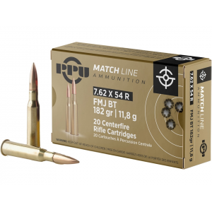  Match 7.62x54mm Rimmed Russian 182 Grain Full Metal Jacket Box Of 20 Ammo