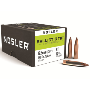 NOSLER Ballistic Tip Hunting 6.5mm, 264 Caliber (264 Diameter) Bullets 140 Grain Polymer Tip Box of 50