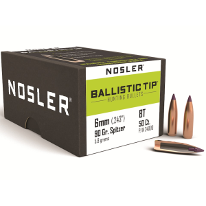NOSLER Ballistic Tip Hunting 6mm, 243 Caliber (243 Diameter) Bullets 90 Grain Polymer Tip Box of 50