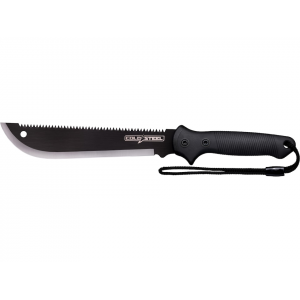 Cold Steel Axis Machete 11" Spine Serrated 1055 Black Blade Rubber Handle Black - Cold Steel