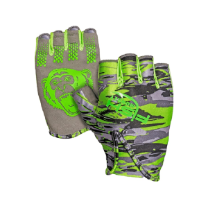 Fish Monkey Men's Stubby Guide Fishing Fingerless Gloves Voodoo Swamp Green Medium - Fish Monkey