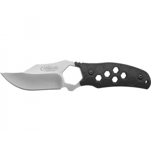 Camillus Comb Fixed Blade Knife 3.5" Drop Point 420 Satin Blade Glass Filled Nylon Handle Black - Camillus