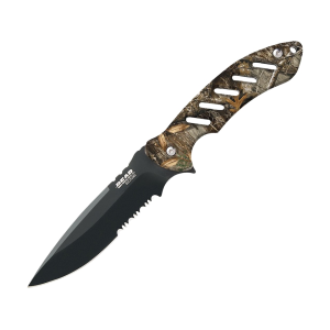 Bear & Son 61515 Fixed Blade Knife 4.875" Drop Point 440 Satin Blade Steel Handle Camo - Bear & Son