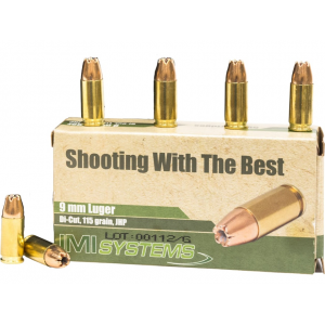  9mm Luger 115 Grain Jacketed Hollow Point Box Of 50 Ammo