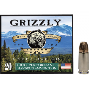 GRIZZLY Cartridge High Performance Handgun 9mm Luger +p Ammo 115 Grain Jacketed Hollow Point Box Of 20
