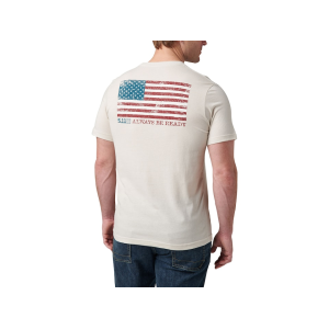 5.11 Men's American Flag Short Sleeve Crew Neck T Shirt Sand Dune Large - 5.11