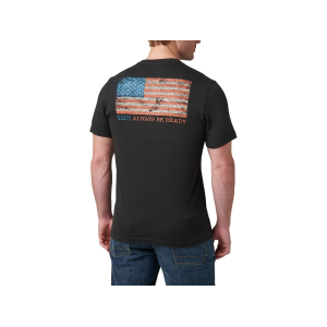 5.11 Men's American Flag Short Sleeve Crew Neck T Shirt Black 2XL