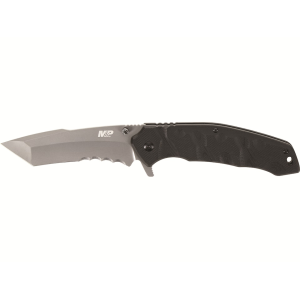 Smith & Wesson M&P Special Ops Assisted Opening Pocket Knife 4" Partially Serrated Tanto Point 8Cr13MoV Gray Blade G-10 Handle Black - Smith & Wesson