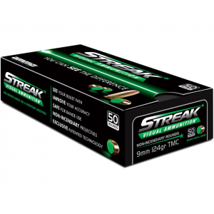 o Inc. Streak Visual 9mm Luger 124 Grain Green Cold Tracer Full Metal Jacket Box Of 50 Ammo