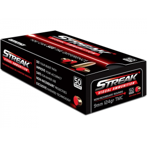 o Inc. Streak Visual 9mm Luger 124 Grain Red Cold Tracer Full Metal Jacket Box Of 50 Ammo