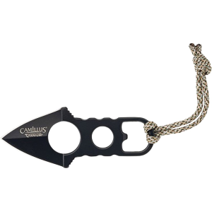 Camillus Heater Fixed Blade Knife 1.75" Spear Point 440 Black Titanium Carbonitride Blade 440 Stainless Handle Black - Camillus