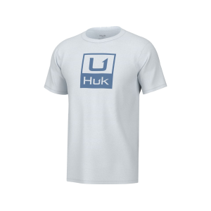 Huk Men's Stacked Logo Short Sleeve Crew Neck T Shirt White Medium - Huk
