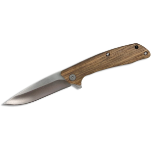 American Buffalo Knife & Tool Roper Outlaw JR Pocket Knife 3.25" Drop Point 8Cr13MoV Satin Blade Wood Handle - American Buffalo Knife & Tool