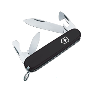 Victorinox Swiss Army Recruit Pocket Knife Drop Point Stainless Steel Polished Blade ABS Polymer Handle Black - Victorinox Swiss Army