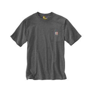 CARHARTT Men's K87 Loose Fit Heavyweight Short Sleeve Crew Neck Pocket T Shirt Carbon Heather Large Tall
