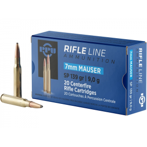  7x57mm Mauser (7mm Mauser) 139 Grain Jacketed Soft Point Box Of 20 Ammo