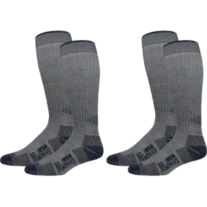 MIDWAYUSA Men's Midweight Tall Crew Hunting Socks Merino Wool Gray/Blue Large (9-12) 2 Pairs