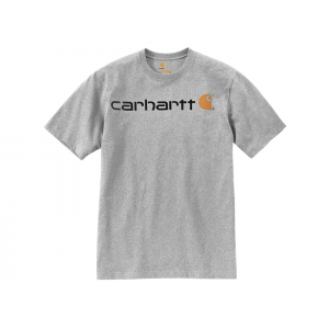 CARHARTT Men's Loose Fit Heavyweight Logo Short Sleeve Crew Neck T Shirt Heather Gray XL