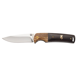 Browning Buckmark Hunter Pocket Knife 3" Drop Point 8Cr14MoV Polished Blade Hardwood Handle Wood - Browning