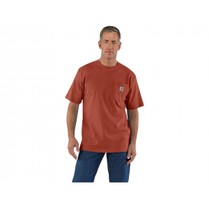 CARHARTT Men's K87 Loose Fit Heavyweight Pocket T Shirt Saddle Red Heather 4XL