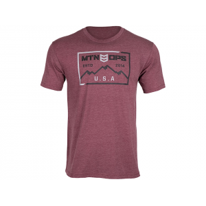 MTN OPS Men's Rush Short Sleeve Crew Neck T Shirt Maroon Heather Large