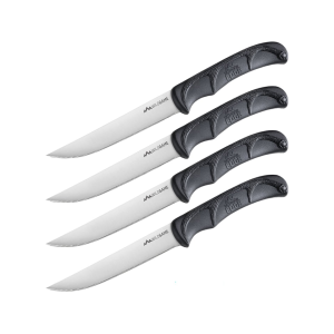 Outdoor Edge Wild Game Steak Knives Fixed Blade Knife 4" Drop Point 420J2 Stainless Satin Blade Polypropylene Handle Black - Outdoor Edge