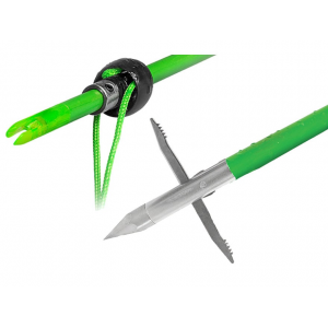 TRUGLO Fiberglass Bowfishing Arrow with Carpedo Arrow Point and Slide Green