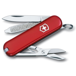 Victorinox Swiss Army Classic SD Pocket Knife 7 Function Stainless Steel Blade Polymer Handle Red - Victorinox Swiss Army