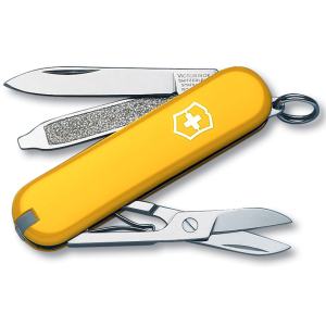 Victorinox Swiss Army Classic SD Pocket Knife 7 Function Stainless Steel Blade Polymer Handle Yellow - Victorinox Swiss Army