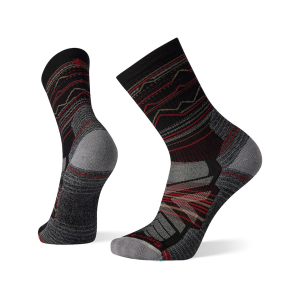 Smartwool Men's Hike Light Cushion Mountain Range Pattern Crew Socks Black Large