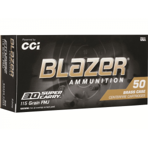zer Brass 30 Super Carry 115 Grain Full Metal Jacket Box Of 50 Ammo