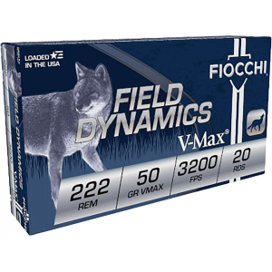 FIOCCHI Extrema 222 Remington Ammo 50 Grain Hornady V-max Polymer Tip Box Of 20