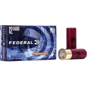 FEDERAL Power-shok 12 Gauge Ammo 2-3/4" #00 Buckshot 9 Pellets Case Of 250 (50 Boxes Of 5) 029465509736 103836