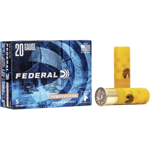 Federal Power-Shok 20 Gauge Ammo 2-3/4 #3 Buckshot 20 Pellets Case Of 250 (50 Boxes Of 5) eral Power-Shok 20 Gauge 2-3/4 #3 Buckshot 20 Pellets Case Of 250 (50 Boxes Of 5) Ammo