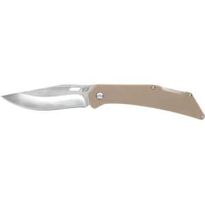 Schrade Slingshot Pocket Knife 4" Clip Point AUS-10 Satin Blade G-10 Handle Tan