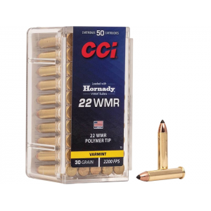 CCI 22 Winchester Magnum Rimfire (wmr) Ammo 30 Grain Hornady V-max Polymer Tip Box Of 50