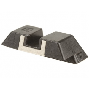 Glock Factory Square Rear Sight 6.1mm .240" Height Steel Black White Outline - Glock