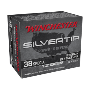 Winchester Silvertip Defense 38 Special Ammo 110 Grain Winchester Silvertip Jacketed Hollow Point Box of 20