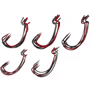 Gamakatsu EWG Assorted Worm Hook #2/0-4/0 Black/Red 25PK - Gamakatsu