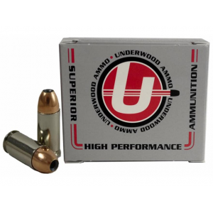 Underwood 9mm Luger +P Ammo 124 Grain Nosler Sporting Handgun Jacketed Hollow Point Box of 20 - Underwood Ammunition